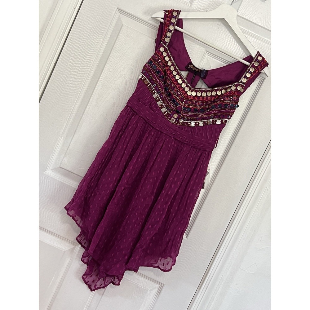 Free People Beaded Coin Dress Boho Fairycore Whimsigoth Festival Babydoll Gypsy - Picture 3 of 16